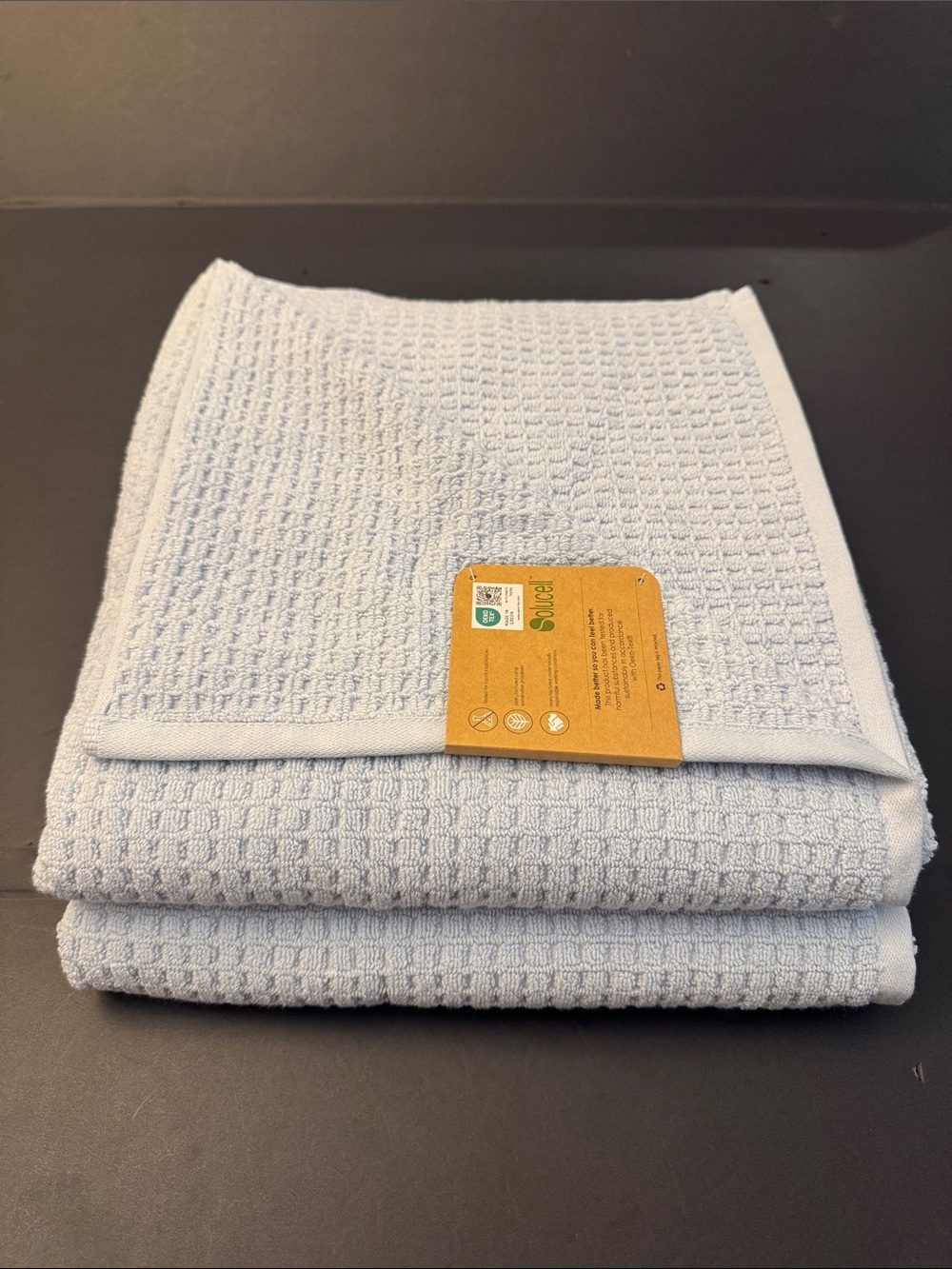 10pc ECOEXISTENCE Quick Dry 100% Cotton Oversized Bath Towel Set - Powder Blue - Picture 3 of 9